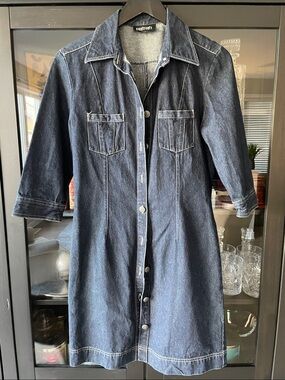 Dark Blue Denim Shirt Dress by